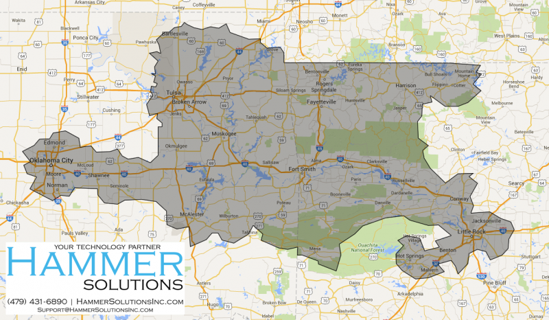 Hammer Solutions Inc Fort Smith Arkansas Service Map Service Areas